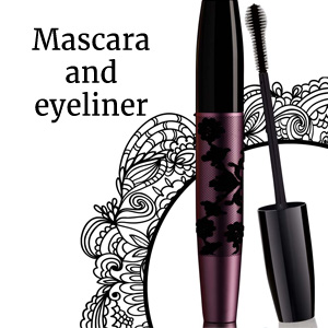 Mascara and eyeliner